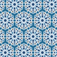 Fototapeta na wymiar Blue color islamic abstract geometric pattern