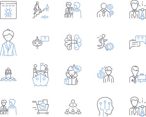 Career growth outline icons collection. Career, Growth, Progression, Expansion, Advancement, Enhance, Develop vector and illustration concept set. Improve, Accelerate, Ascent linear signs
