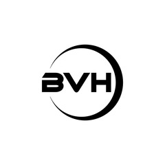 BVH letter logo design with white background in illustrator, cube logo, vector logo, modern alphabet font overlap style. calligraphy designs for logo, Poster, Invitation, etc.