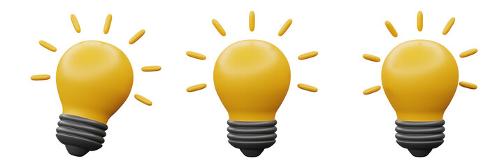 3d illustration light bulb or creative ideas icon for user interface web design symbol