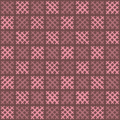 hand drawn squares from crisscrossed stripes. geometric shapes. pink repetitive background. vector seamless pattern. fabric swatch. wrapping paper. design template for textile, linen, home decor