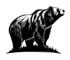 Obraz na płótnie Canvas Grizzly bear Face, Silhouettes Grizzly bear Face SVG, black and white Grizzly bear vector