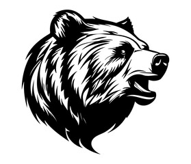 Grizzly bear Face, Silhouettes Grizzly bear Face SVG, black and white Grizzly bear vector