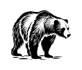 Obraz premium Grizzly bear Face, Silhouettes Grizzly bear Face SVG, black and white Grizzly bear vector