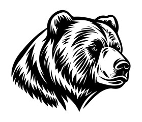 Grizzly bear Face, Silhouettes Grizzly bear Face SVG, black and white Grizzly bear vector