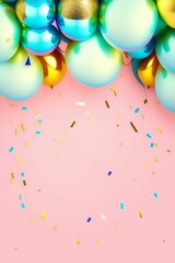 Fototapeta na wymiar background birthday with ballons generative AI