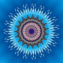 Mandala ornamental decoration for element design in blue color