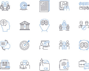 Business Partners outline icons collection. Partners, Business, Commerce, Alliance, Partnering, Joint-Venture, Trading vector and illustration concept set. Joint-Projects, Linking, Merging linear