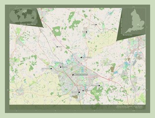 Milton Keynes, England - Great Britain. OSM. Labelled points of cities
