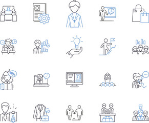 Career and success outline icons collection. Career, Success, Achievement, Professional, Advancement, Goals, Rewards vector and illustration concept set. Aspiration, Promotion, Results linear signs