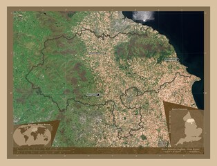 North Yorkshire, England - Great Britain. Low-res satellite. Labelled points of cities