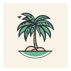 Coconut tree cartoon style, vector art and illustration.