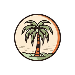 Coconut tree cartoon style, vector art and illustration.