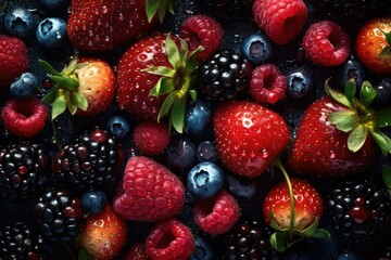 Obraz na płótnie Canvas Fresh Berries background - generative ai