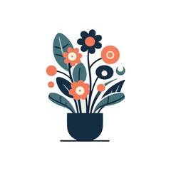 flower arrangement in pot vector