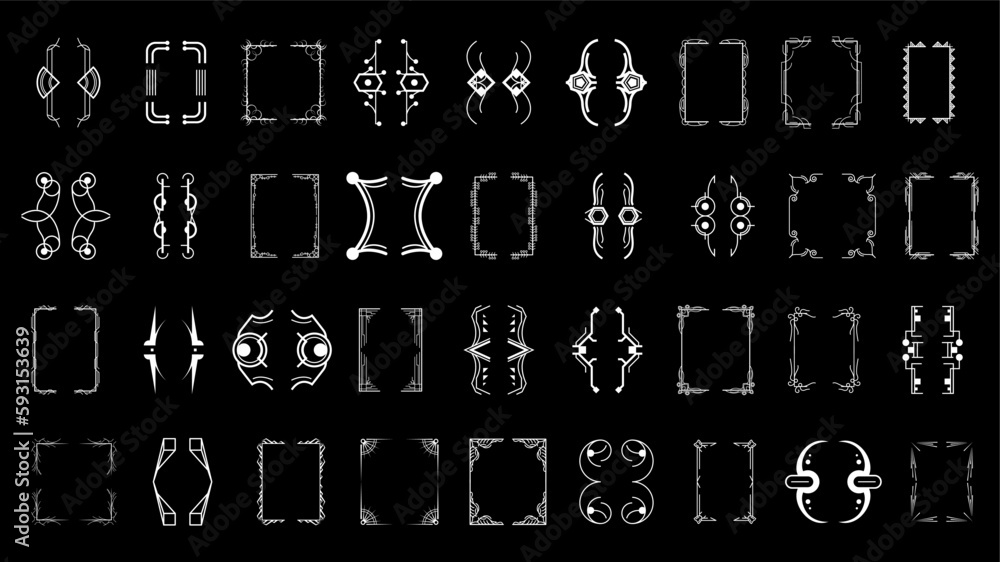 Poster set black simple line collection different doodle brackets, parentheses, braces elements vector desi