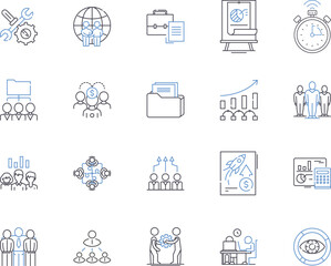 Department members outline icons collection. Staff, personnel, associates, employees, members, workers, colleagues vector and illustration concept set. colleagueship, team, team-members linear signs