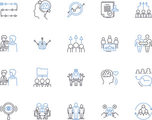 Enterprise outline icons collection. Enterprise, Business, Companies, Organizations, Production, Services, Group vector and illustration concept set. Management, Markets, Solutions linear signs