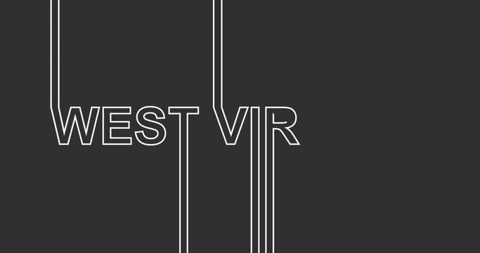 Animation relative to USA travel. West Virginia state name in geometry thin line style design. Creative vintage typography concept.