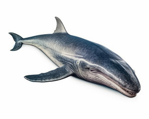 photo of Balaenoptera musculus, also known as the blue whale, isolated on white background. Generative AI