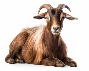 photo of Boer, South African breed of goat isolated on white background. Generative AI