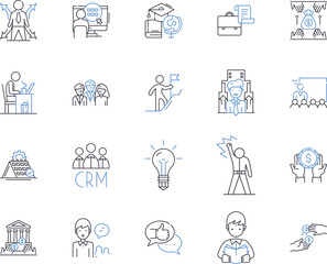 Employee productivity outline icons collection. Employee, productivity, efficiency, output, performance, advancement, promotion vector and illustration concept set. motivation, satisfaction