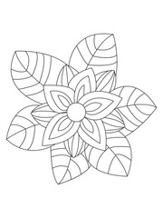  floral drawing. Art therapy coloring pages.Vector illustration Floral Mandala Coloring Pages, Flower Mandala Coloring Page,