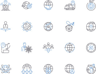 Maps and locations outline icons collection. Maps, Locations, Geography, Navigation, Survey, Mapping, GPS vector and illustration concept set. Local, Satellite, Country linear signs
