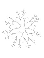 
 Flowers  Leaves Coloring page Adul and Flower Outline Illustration for Covering Book. Coloring book for kids and adults.