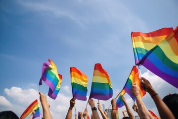 Fighting for Equality: The Ongoing Struggle for LGBTQ+ Rights depicted with flags