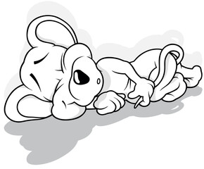 Drawing of a Sleeping Mouse on the Ground