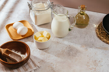 ingredients for making pancake batter