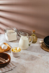 ingredients for making pancake batter