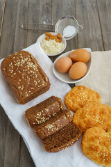 chocolate sponge cake keto diet with almond flour and pumpkin seeds with all ingredients used