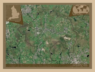 Rossendale, England - Great Britain. Low-res satellite. Labelled points of cities