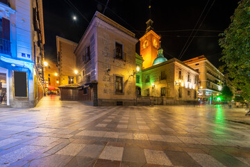 church of saint genesius madrid at night illuminated, Spain