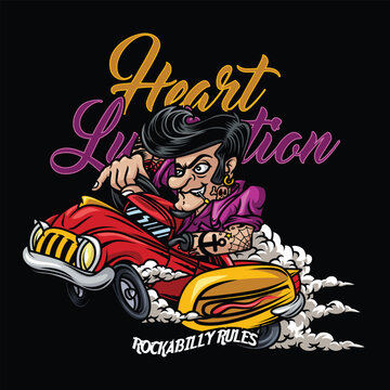 Rockabilly Racing With Text Illustration