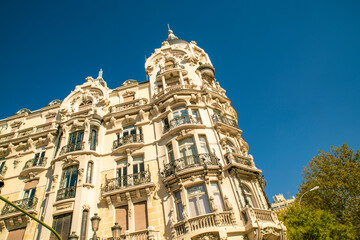 historic decorated building at Plaza de Espana in Madrid, Spain