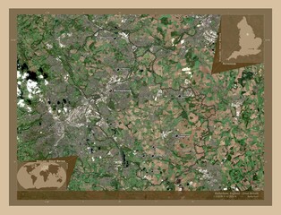 Rotherham, England - Great Britain. Low-res satellite. Labelled points of cities