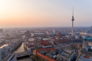 Aerial of Berlin Mitte with the TV tower, Berlin, Germany
