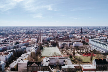 Naklejka premium Aerial cityscape of Neukolln Kreuzberg, Berlin, Germany