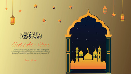 Eid Islamic background design with 3d elements