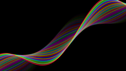 Multicolored line art on black background. Illustration.