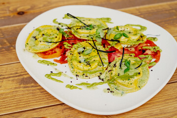 a plate of homemade Italian pasta with a delicious sauce.