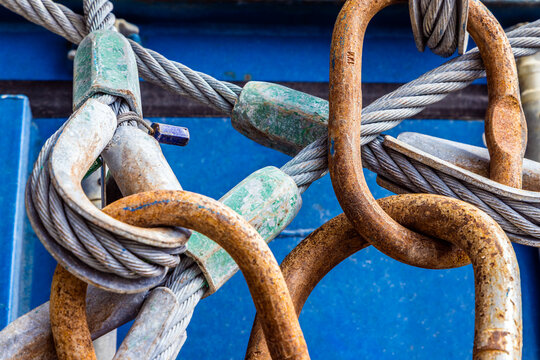 Cables and chain onboard ship