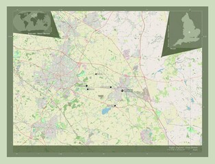 Rugby, England - Great Britain. OSM. Labelled points of cities