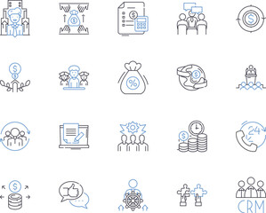 Employee advance outline icons collection. Employee, Advance, Salary, Bonus, Wages, Paycheck, Allowance vector and illustration concept set. Reimbursement, Benefit, Stipend linear signs