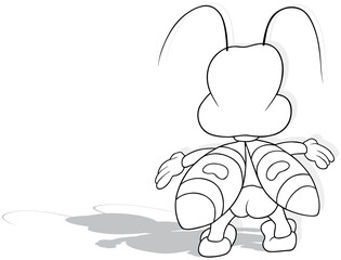 Drawing of a Beetle with Open Arms from Rear View