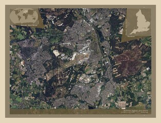 Rushmoor, England - Great Britain. High-res satellite. Labelled points of cities