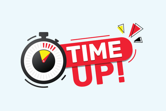 Time up banner with a stopwatch and a timer vector de Stock